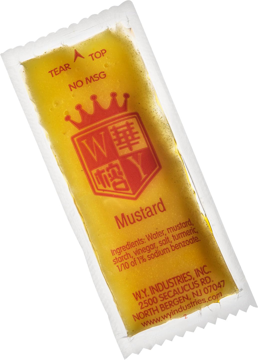W.Y. INDUSTRIES Chinese Yellow Mustard Single-Serve Condiment Packets, 10g per Packet, Gluten-Free, Made in USA (500, Mustard)