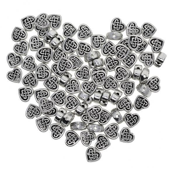 SNAPPSY 2x100pc Tibetan Silver Celtic Knot Heart Spacer Loose Beads Jewelry DIY Making-picture-49