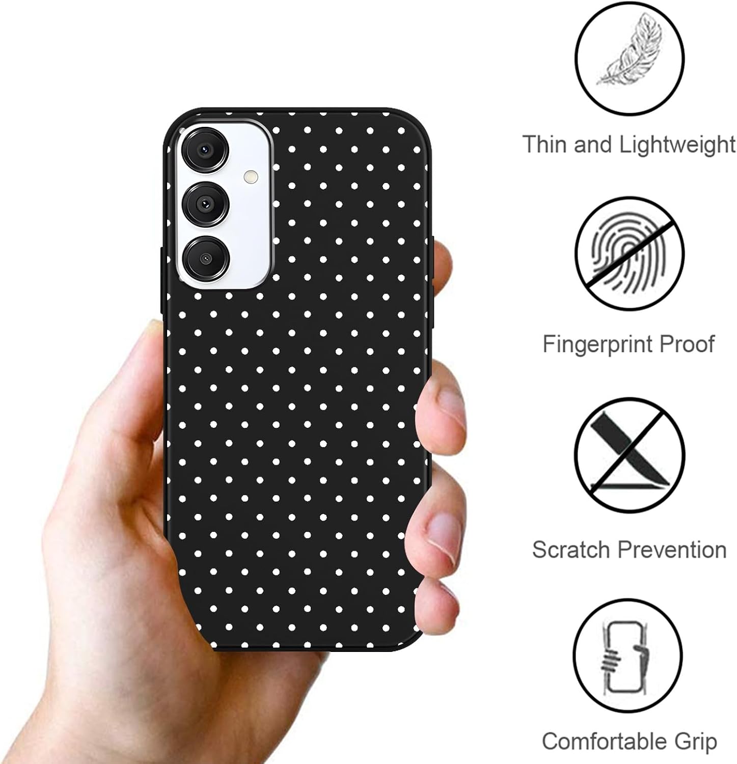 Cute Black Polka Dot Phone Case for Samsung Galaxy A37 6.7" image 5