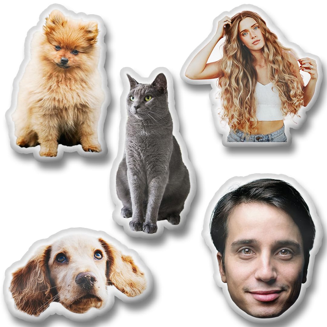 Personalisiertes Formkissen mit Foto – 3D Fotokissen Hund, Katze, Gesicht u.v.m. – Flauschiges Kissen in 6 Größen – Einzigartige Geschenkidee (25cm)
