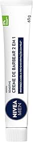 NIVEA MEN Creme de Barbear Sensitive 2 em 1 65g, Protege a Pele, Previne Irritações, Deslizamento Suave, Extrato de Camomila, Pele Sensível