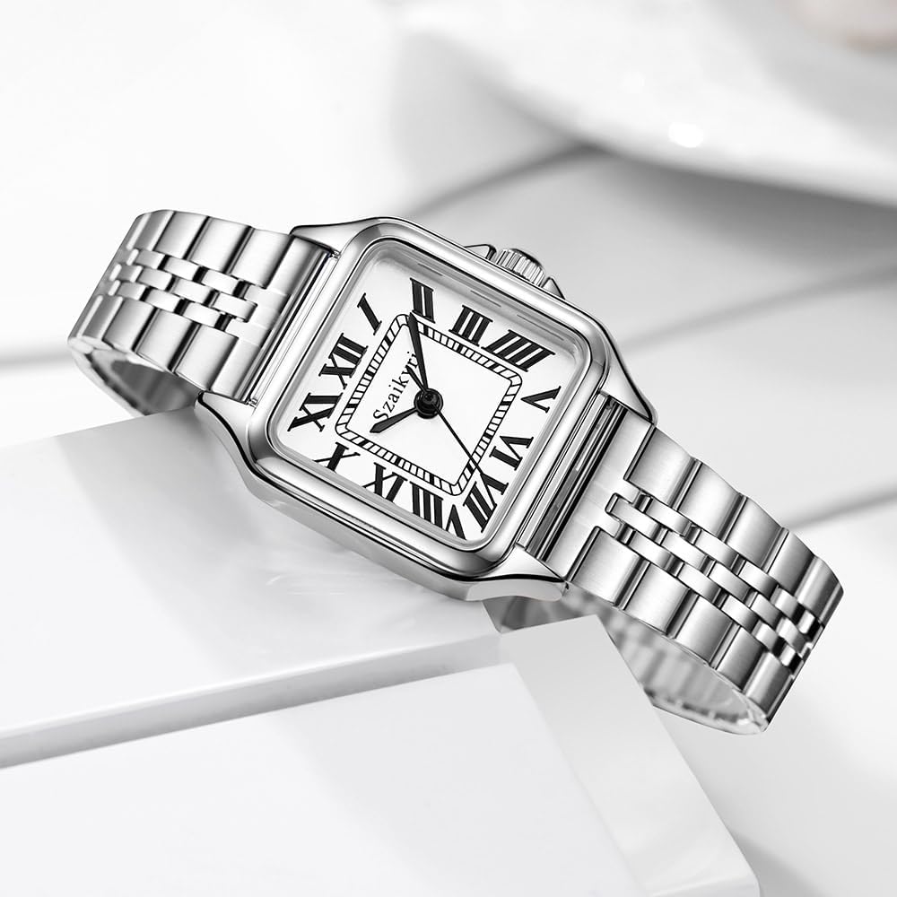Classic Square Watches for Women with Roman Numerals Ladies Casual Dress Watch - Image 3