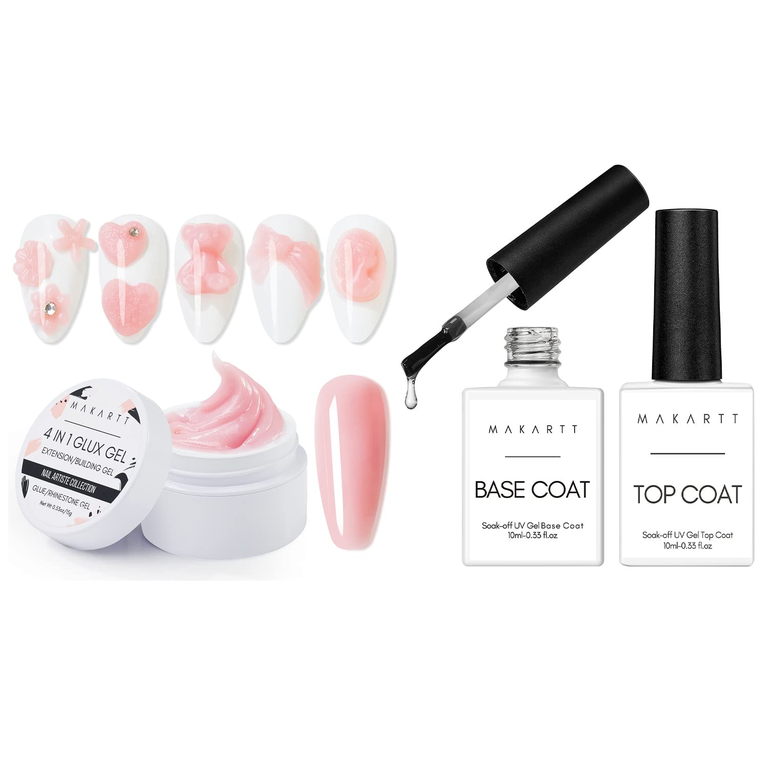 Makartt 4 in 1 Glux Gel Nude Pink Solid Nail Extension Gel