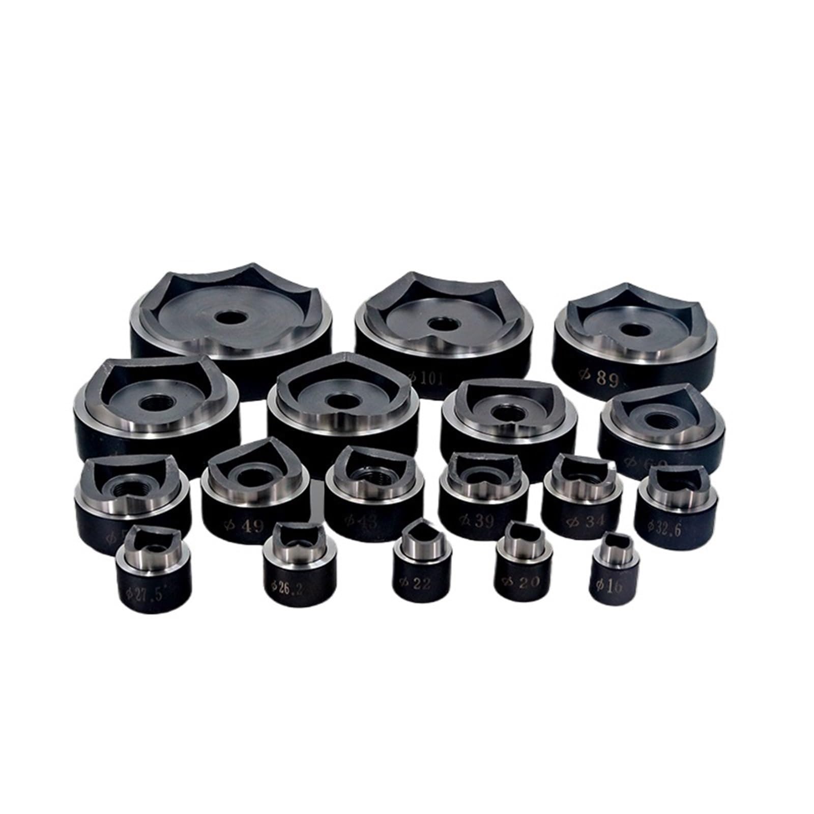 Generico Punzone e Matrice for condotti da 63/76/80/89/101/114 mm for utensile Idraulico SYK-15, Matrice Rotonda, 1 pz.(76mm)