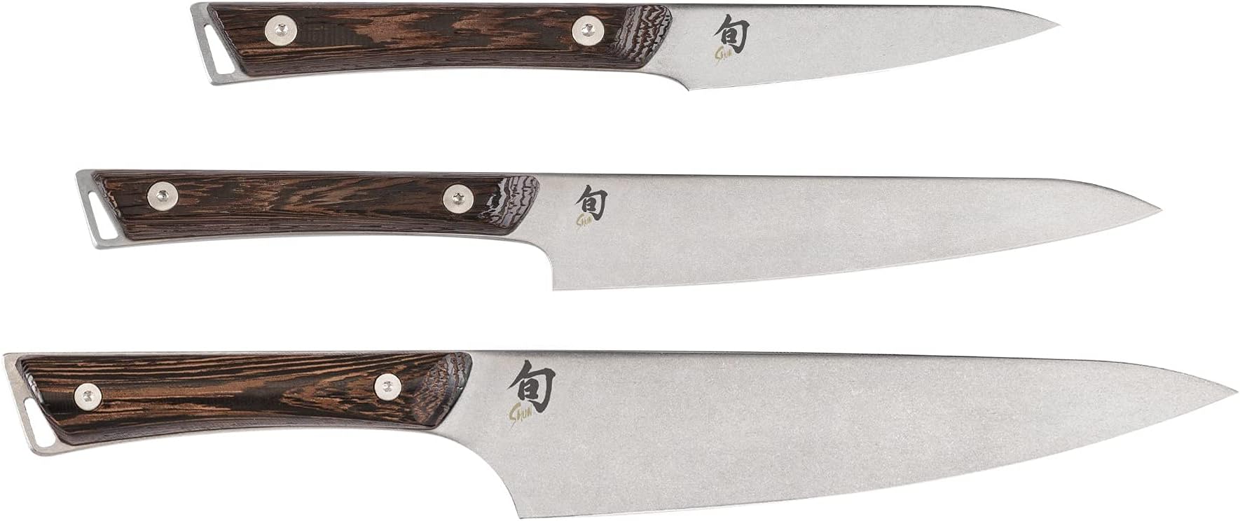 Kanso 3 Piece Starter Set, Includes 8" Chef's Knife, 3.5" Paring Knife & 6" Utility Knife, Handcrafted Japanese Knife Set, AUS10A Stainless Steel Blades, Tagayasan Handles