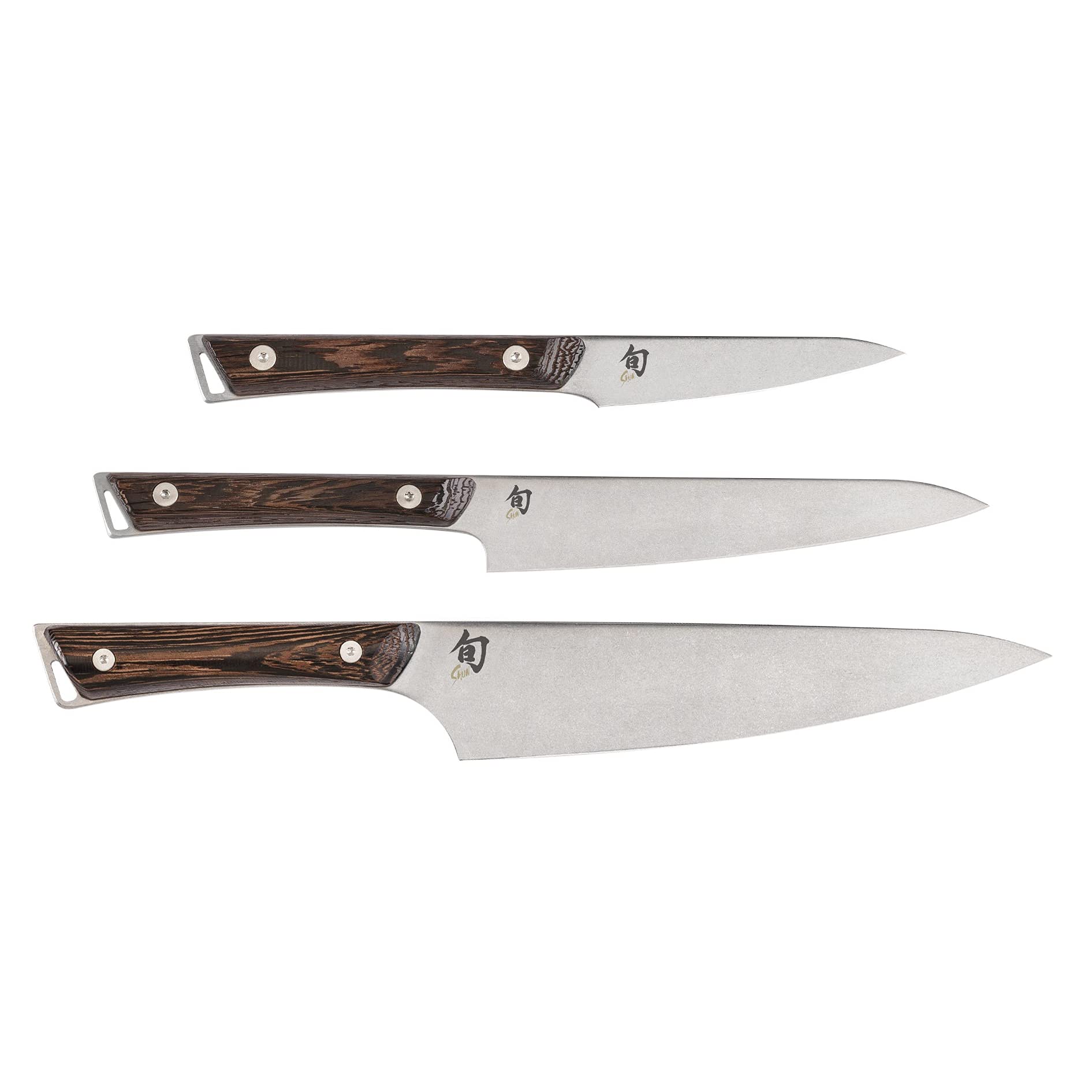 Set Di Coltelli Shun Kanso 6 Pezzi In Acciaio AUS10A | Include Lama Sbucciatura 3.5", Coltello Da Cucina 6", Coltello Da Chef 8", Santoku 5.5", Blocco In Legno Tagayasan E Acciaino
