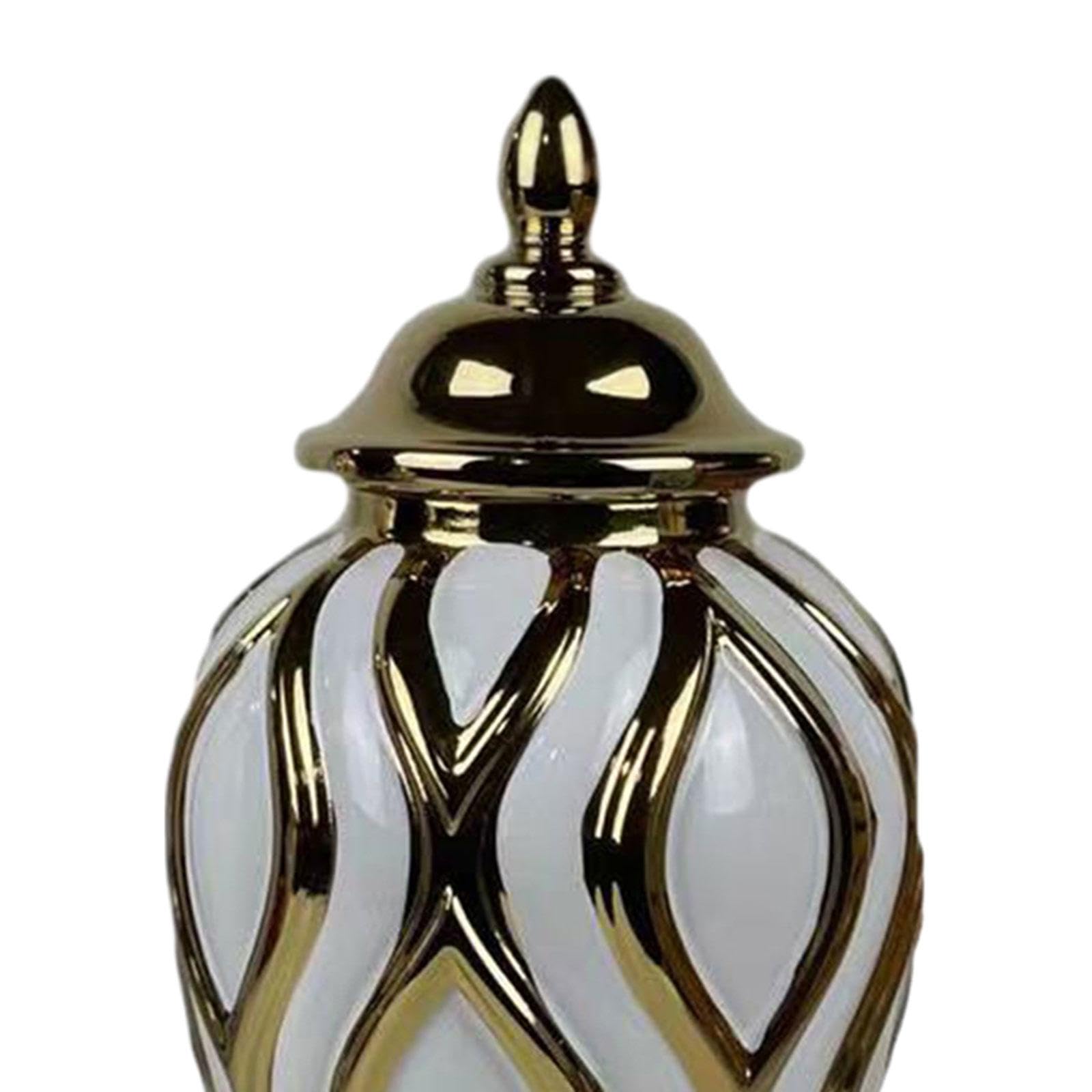 Weißgold-Porzellan-Ingwerglas mit Deckel, handgefertigt, dekorative Vase für Zuhause, Büro, Party, Dekoration, mittelgroßes Ingwerglas für den Schreibtisch
