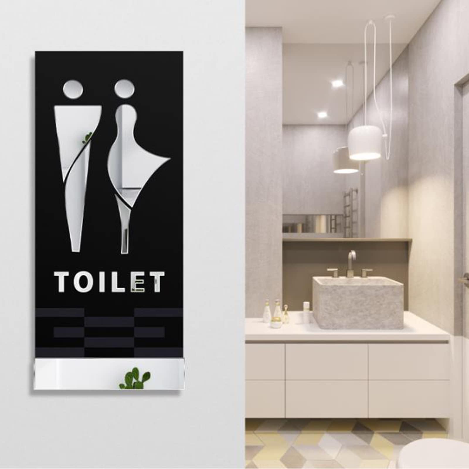 Cartello per i Servizi igienici, Cartelli for bagni Maschili e Femminili, Decorazioni murali for, Unisex in Acrilico 3D for, for uffici, aziende ristoranti(D)