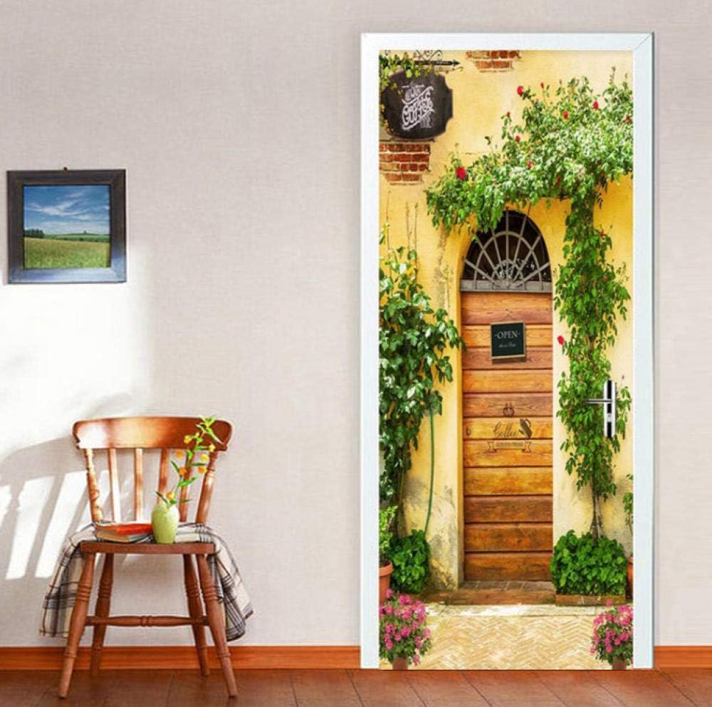 Autocollant Porte 3D Bois - 86x200 Cm - Vinyle Adhésif - Décoration Murale Facile