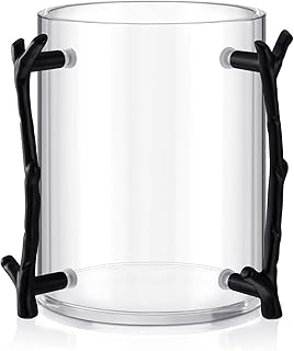 Dingion Judaica Hand Washing Cup with Dual Handles 5" Acrylic Clear Negel Vasser Washing Cup for Netilat Yadayim Jewish Ritual Kohanim(Black Handle)