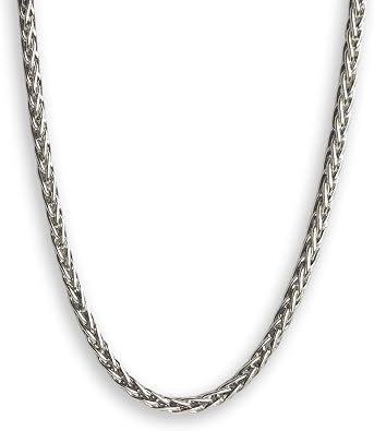 Solid 925 Sterling Silver Spiga Chain Necklace 1.5 mm - Oxidized Non-Tarnish Black Wheat Link Chains for Men Women 20 Inch - Handmade Jewelry