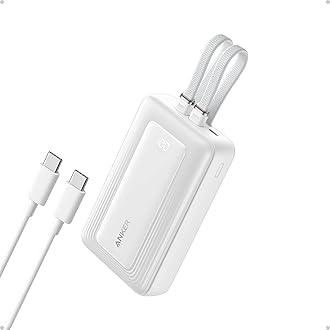 Anker Power Bank, 20,000mAh 30W Max Fast Portable Charger with Built-in USB-C and MFi Certified Lightning Cables, USB-C&A, Battery Pack for iPhone 17/16/15/14 Series, MacBook, Galaxy