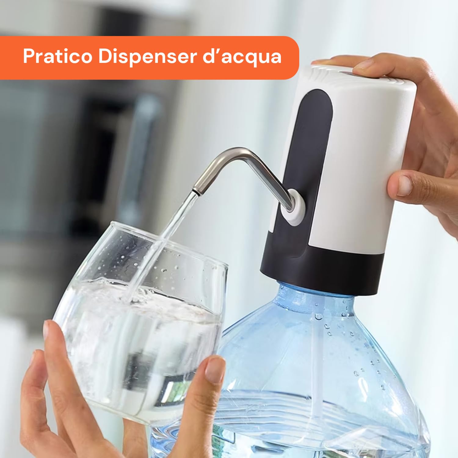 Avilia Dispenser Acqua Elettrico Pompa USB per Boccioni 5L 8L 20L Erogatore Automatico Beccuccio Inox Tubo Silicone Alimentare