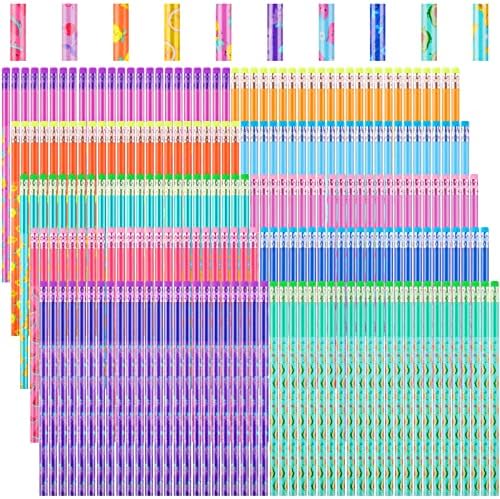 Bulk Scented Pencils for Kids HB Wooden Pencils with Erasers Colorful Fruit Pencils Assorted for School and Office Supplies, Kids Classroom Stationery Party Reward Favors (300)