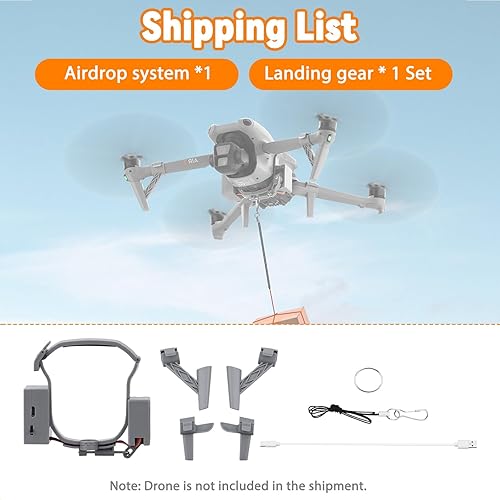 Miniatura 7 de O'woda Sistema Airdrop para DJI Air 3, dispositivo de transporte de entrega de drones con tren de aterrizaje para pesca con drones, bodas, búsqueda