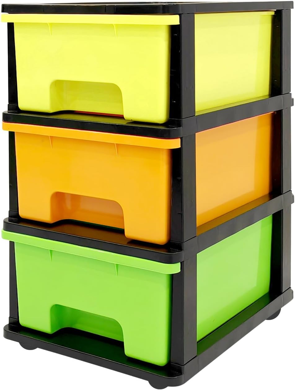 ABBAware Plastic Drawers Storage Unit, With Wheels, 3 x 17L Drawers