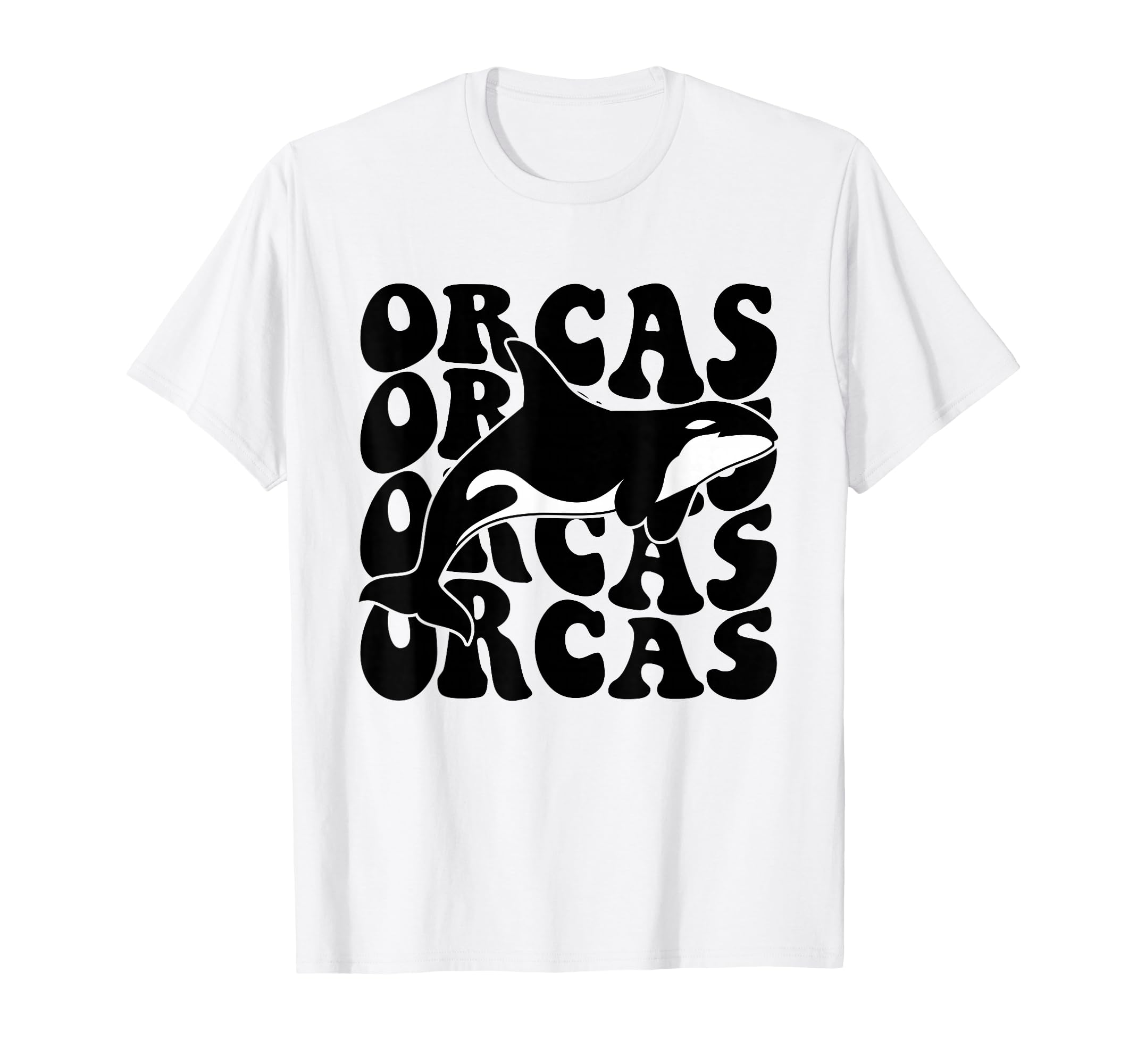 Photo 1 of Orcas - Orca Whale Groovy Retro T-Shirt