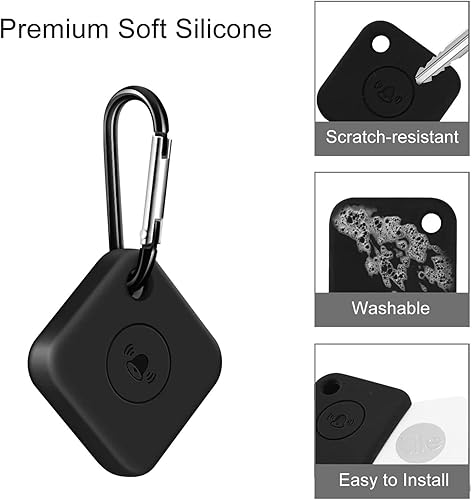 Miniatura 5 de SaharaCase - Funda de silicona para Tile Mate con clip de mosquetón parachoques a prueba de golpes agarre antideslizante, color negro