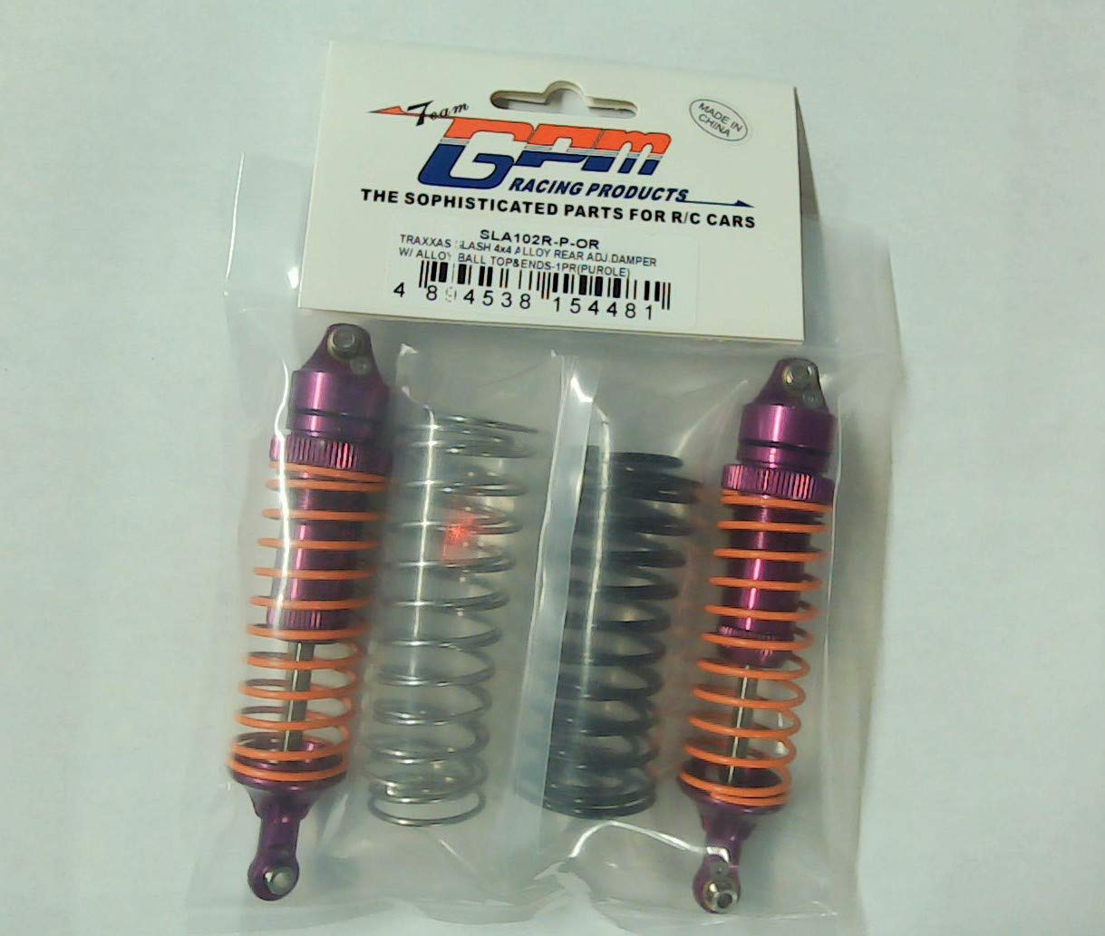Purple Alloy Rear Adjustable Spring Damper with Alloy Ball TOP & Ball Ends - 1PR Set (1.3MM, 1.5MM,(Compatible with Traxxas Slash 4x4)