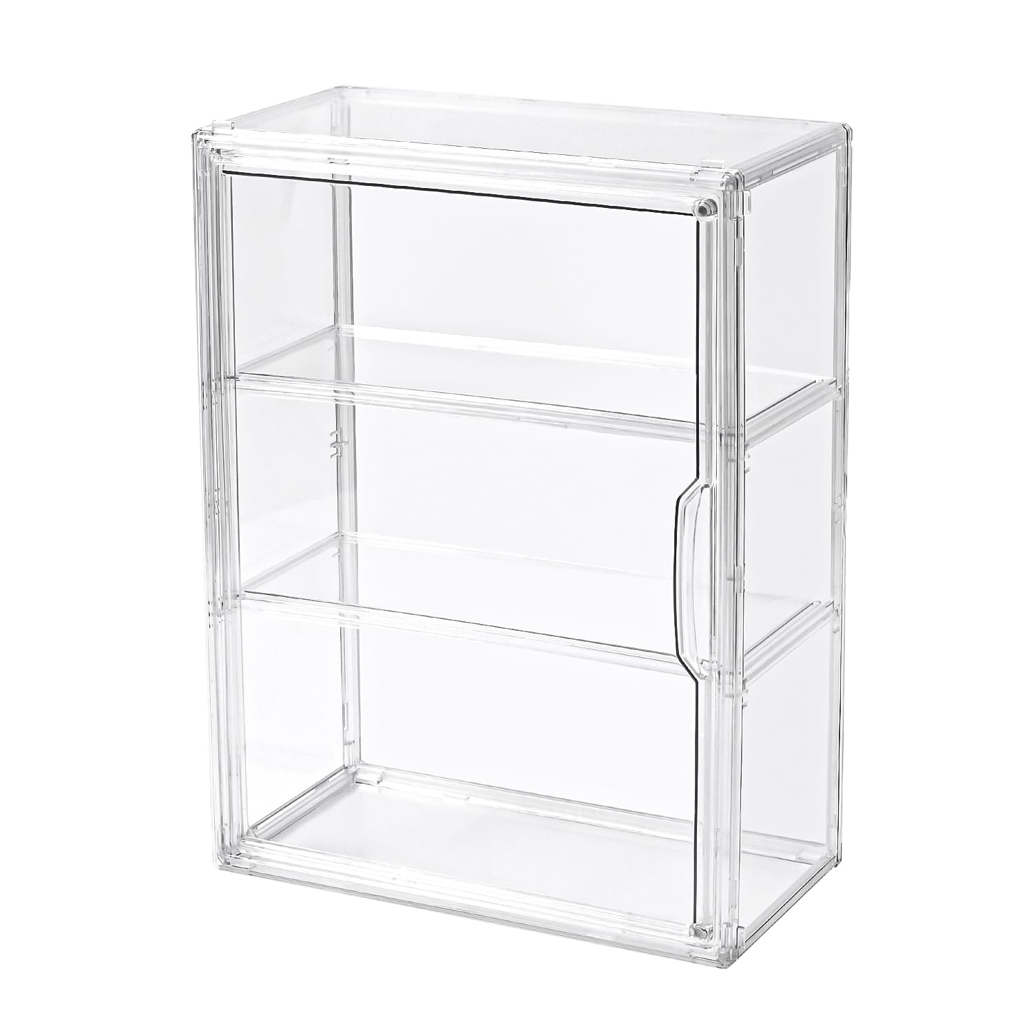 Photo 1 of 3 Tier Display Case for Collectibles,Clear Display Box with 2 Movable Plates ,Storage Container with Magnetic Door (Large 1 Pack)