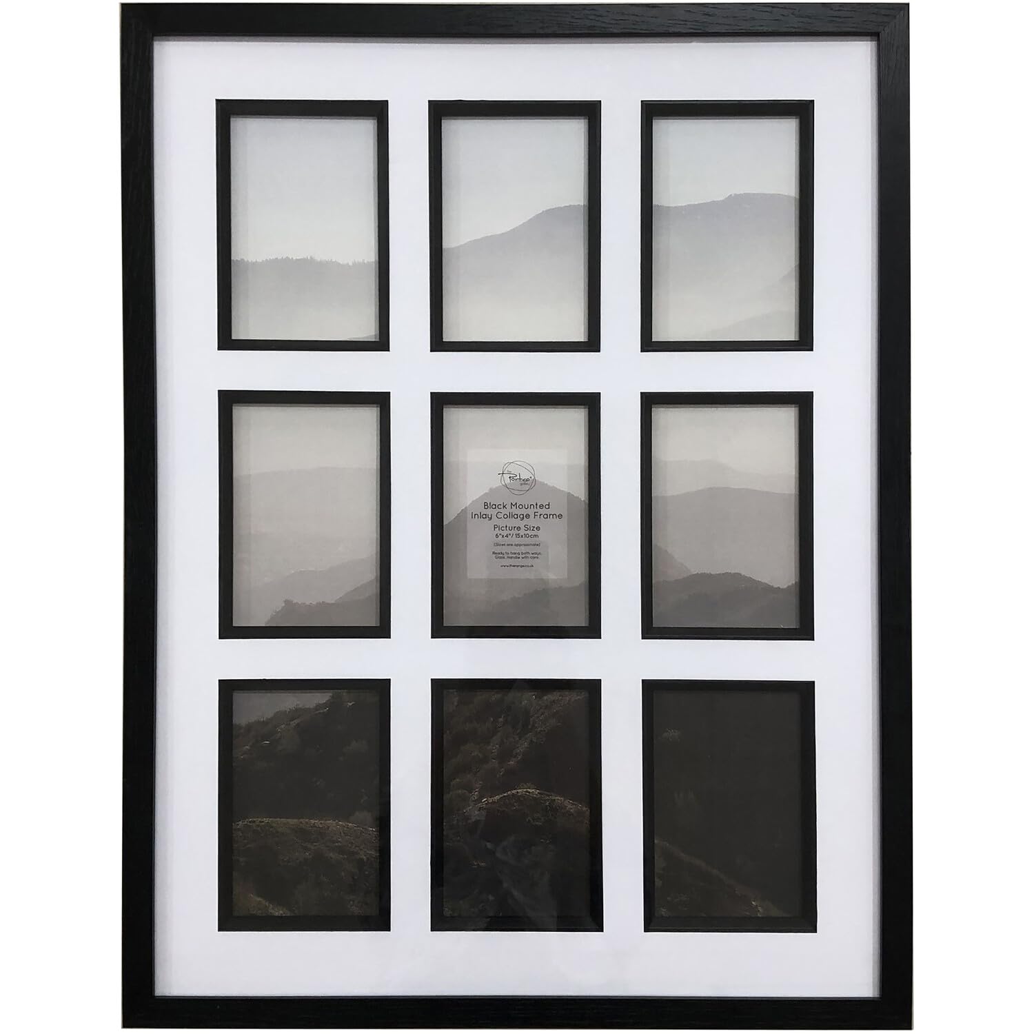 Deenz Black Mounted Inlay Collage Photo Frame Wall Mounted Multi Family Photos Mdf Glass Panel Home Decoration