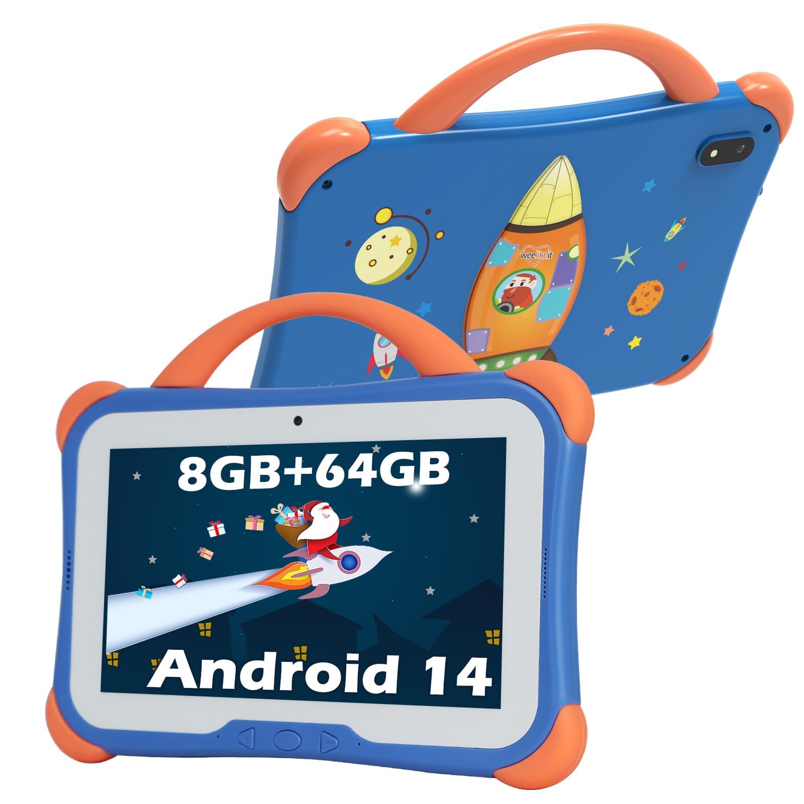 weelikeit Kids Tablet for Children, 7 inch Toddler Tablet 8GB RAM 64GB ROM Android 14 with Parent Control, Bluetooth, WiFi, Dual Camera, Educational