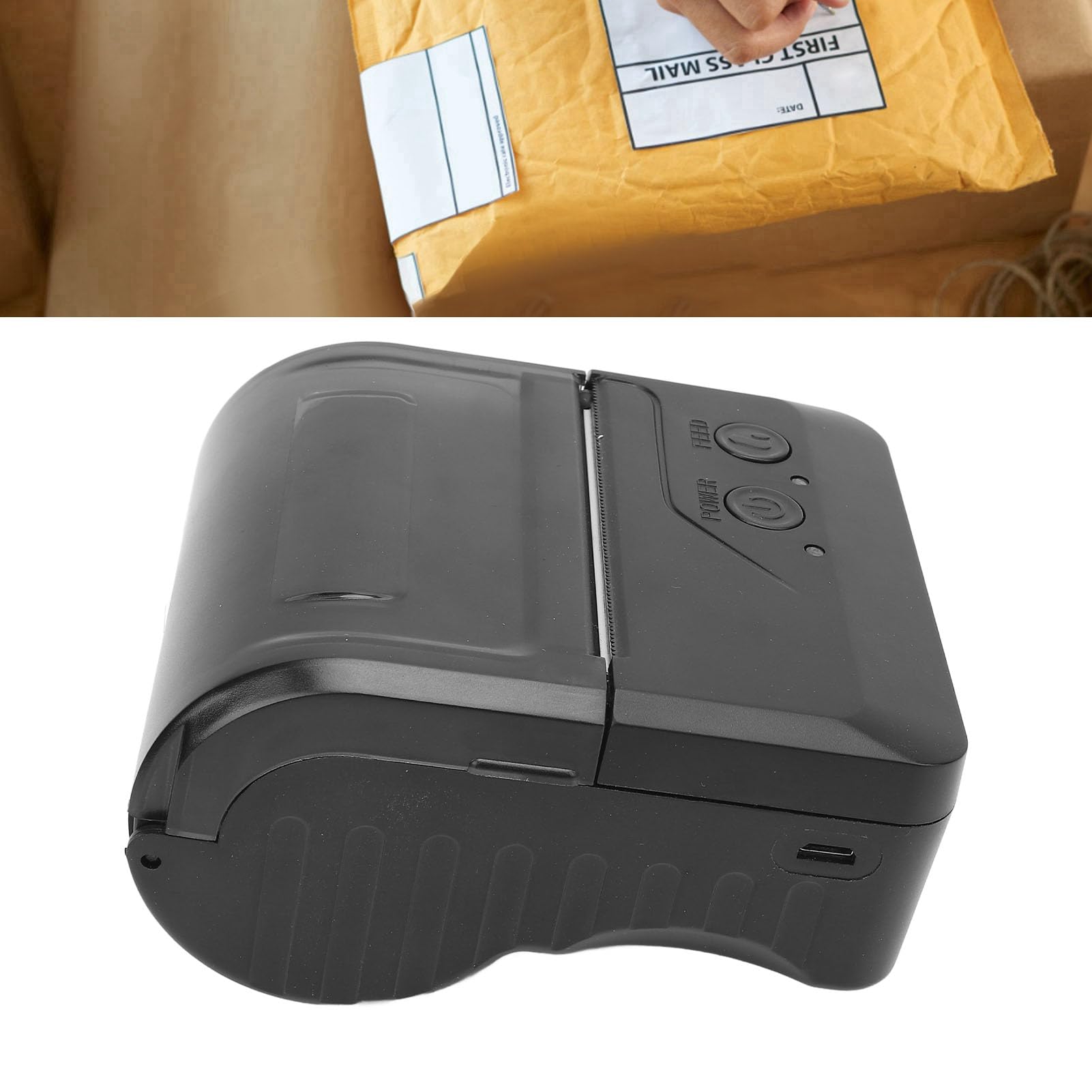 Asixxsix Imprimante Thermique Bluetooth pour étiquettes,imprimante Portable USB Haute Vitesse 203 PPP avec Batterie intégrée de 2600 mAh, pour l'expédition de Colis et la logistique