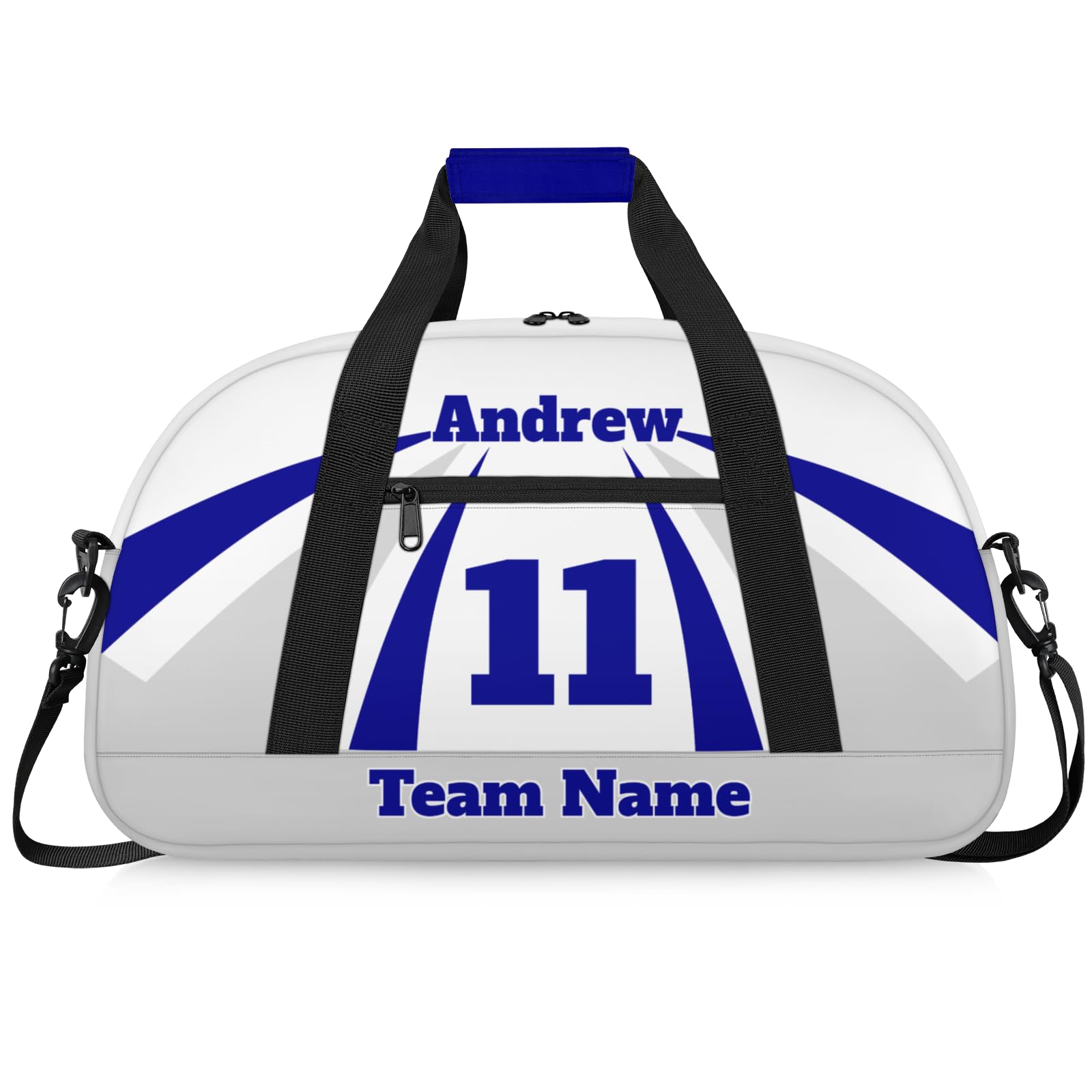 Personalised Sports Duffle Bag | Custom Name Gym Bag with Shoulder Strap | Water-Resistant Football Rugby Basketball Volleyball Training Kit Bag for Teams | M-Navy Light Grey
