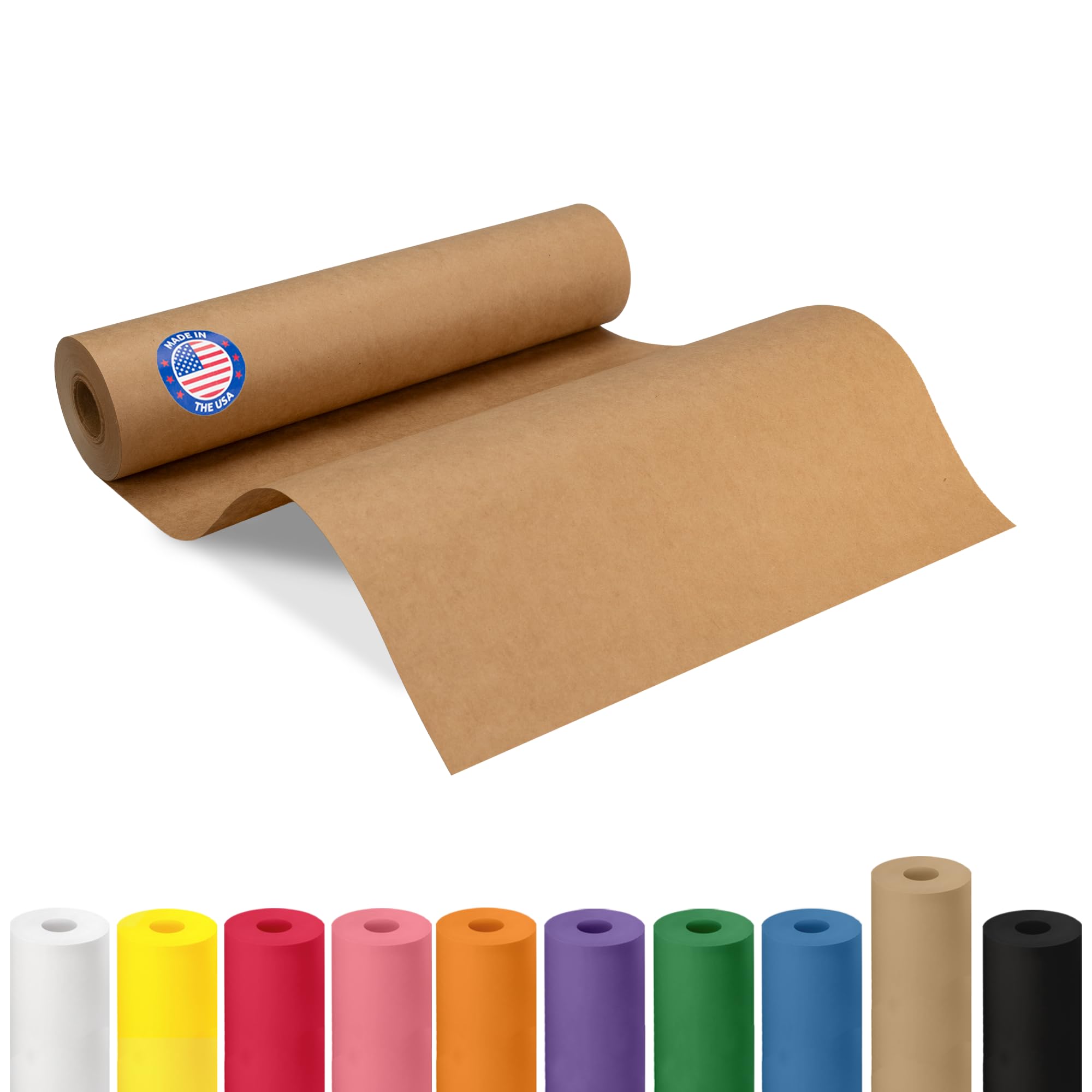 12" x 1200" (100 feet) Brown Kraft Paper Roll - USA-Made Quality Craft Paper for Gift Wrapping, Kids' Arts & Crafts, School Projects - 100% Recycled