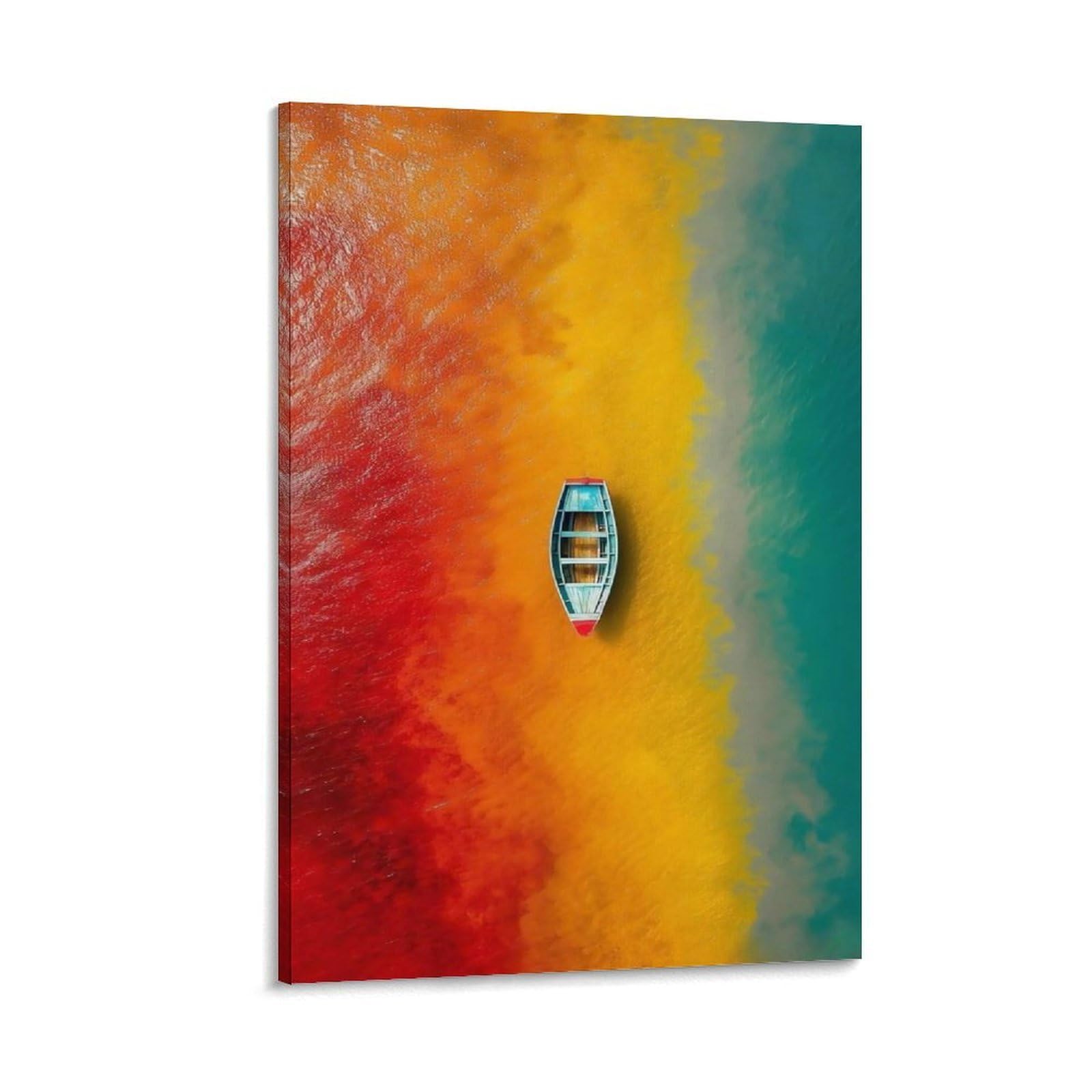 IEJKLUVWX Solo Boat Color Stream Wall Posters Multicolored Waterway Fade-Resistant High Definition Vibrant Colours for Sofa Background Bathroom Housewarming Gift Unique 16x24inch(40x60cm)