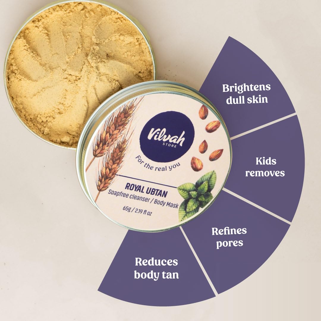 Vilvah Store Royal Ubtan Soapfree Cleanser/Body Mask, 65g (Pack of 1) - Image 4 thumbnail