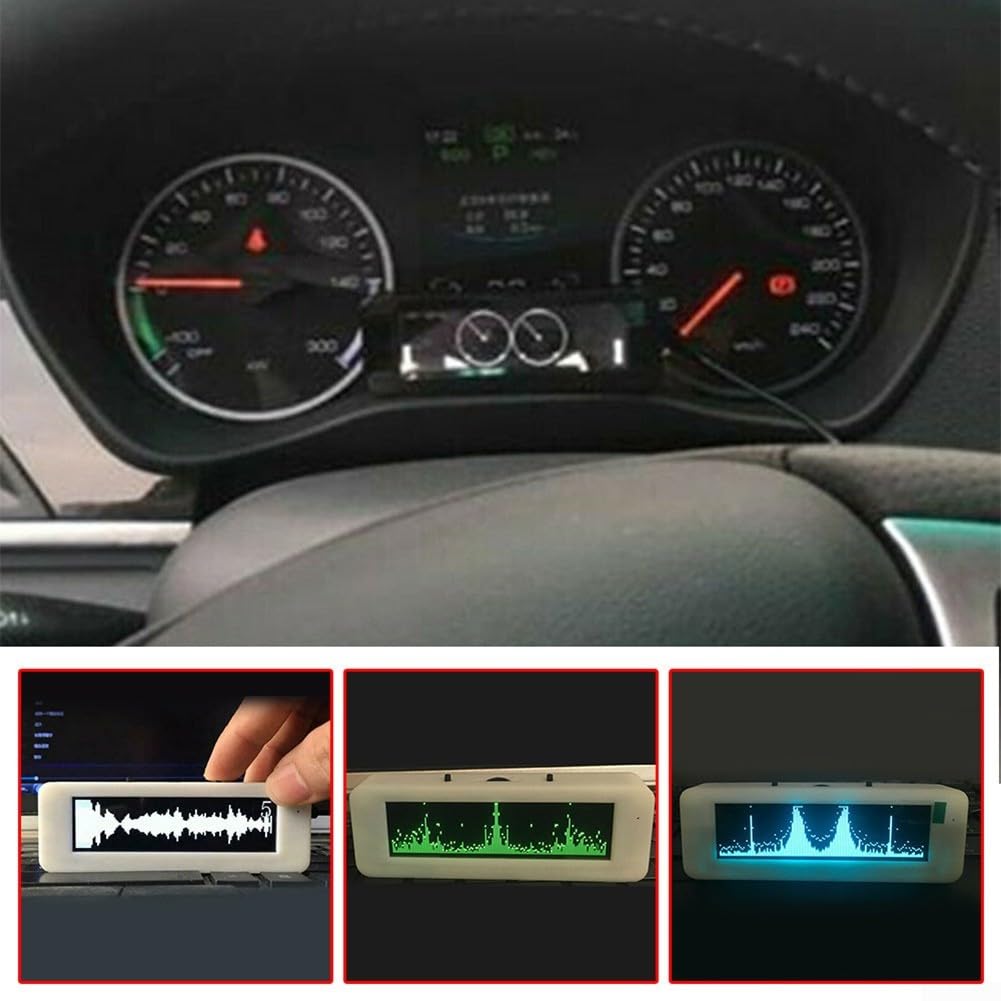 Feegow Audio-Spektrum-Analysator, Audio-Pegelanzeige, VU-Meter, 7,9 cm LED-Bildschirm mit 8 Effekten, Frequenzbereich 20 Hz bis 20 kHz (blau)