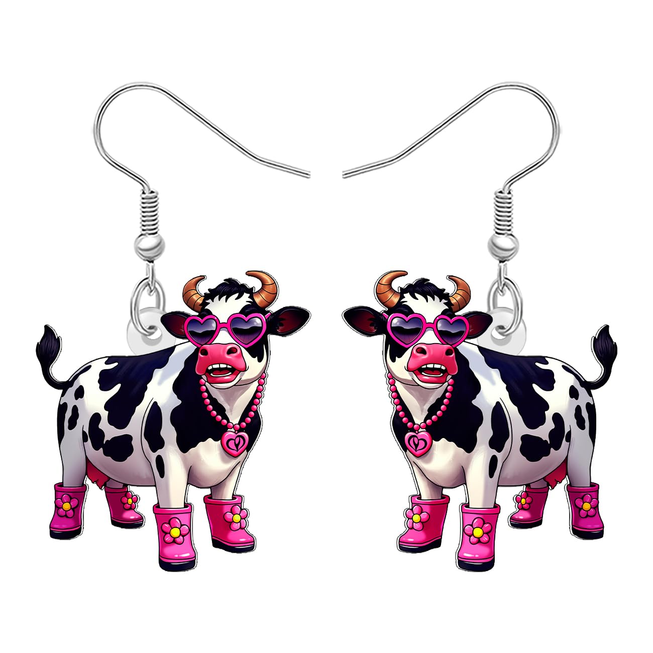 BAMAY Acryl Cute Kuh Ohrringe Hängend Mode Frauen Schmuck Bauernhof Geschenke für Damen Mädchen Kuh-Liebhaber Bauern Cowgirl Tier Charms