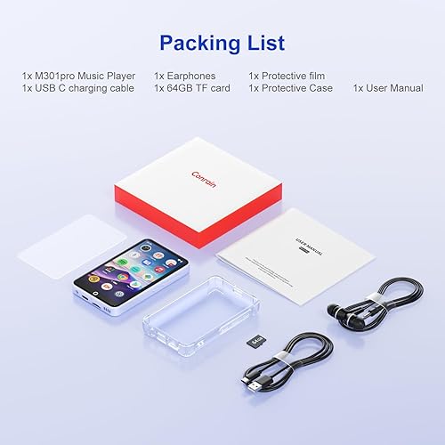 Miniatura 8 de Reproductor MP3 de 96 GB con Bluetooth y WiFi, pantalla táctil IPS portátil de 4.02 pulgadas, reproductor MP3 Android para niños con Spotify,