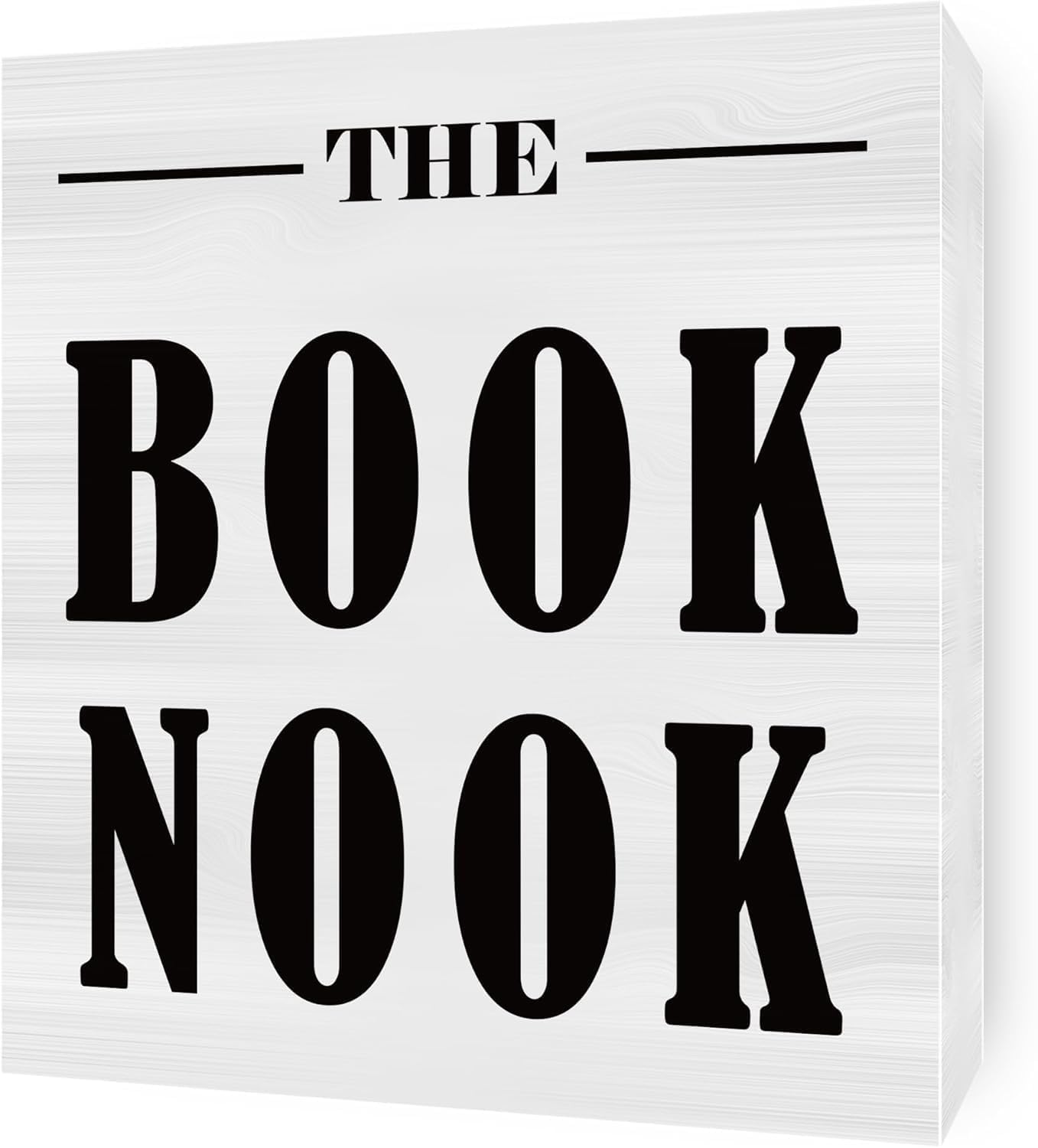 Book Corner Black Reading Nook Library Decor Wood Box Sign Rustic Wood Plaque Farmhouse Block Sign Rustic Home Decor Office Tabletop Desk Decor Gift for Women Men 5x5 Inches