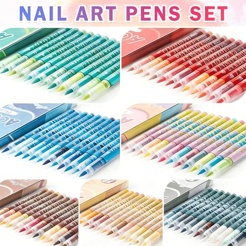 Image of 12 Colors Nail Art Pens Set, Nail Polish Pens Quick Dry, Macaron-colors | 3D Acrylic Paint Nail Art Markers for Nails Drawing Painting Dotting Liner, Home DIY Nail Art Design Kit Manicure Tools