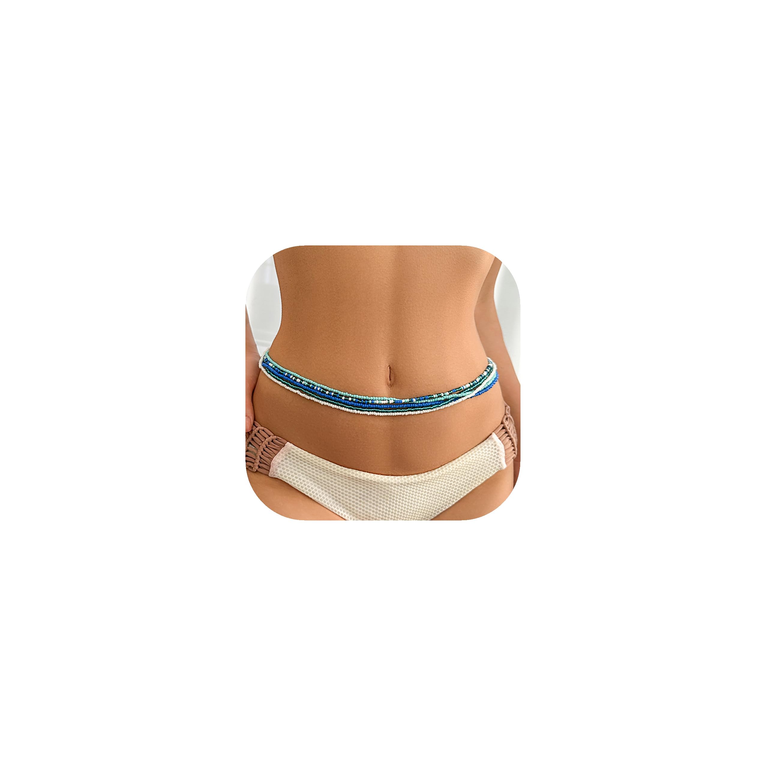 Dainty Waist Beads Chain Layered Summer Corlorful Belly Chains Bikini Beach Jewelry Body Chain for Women