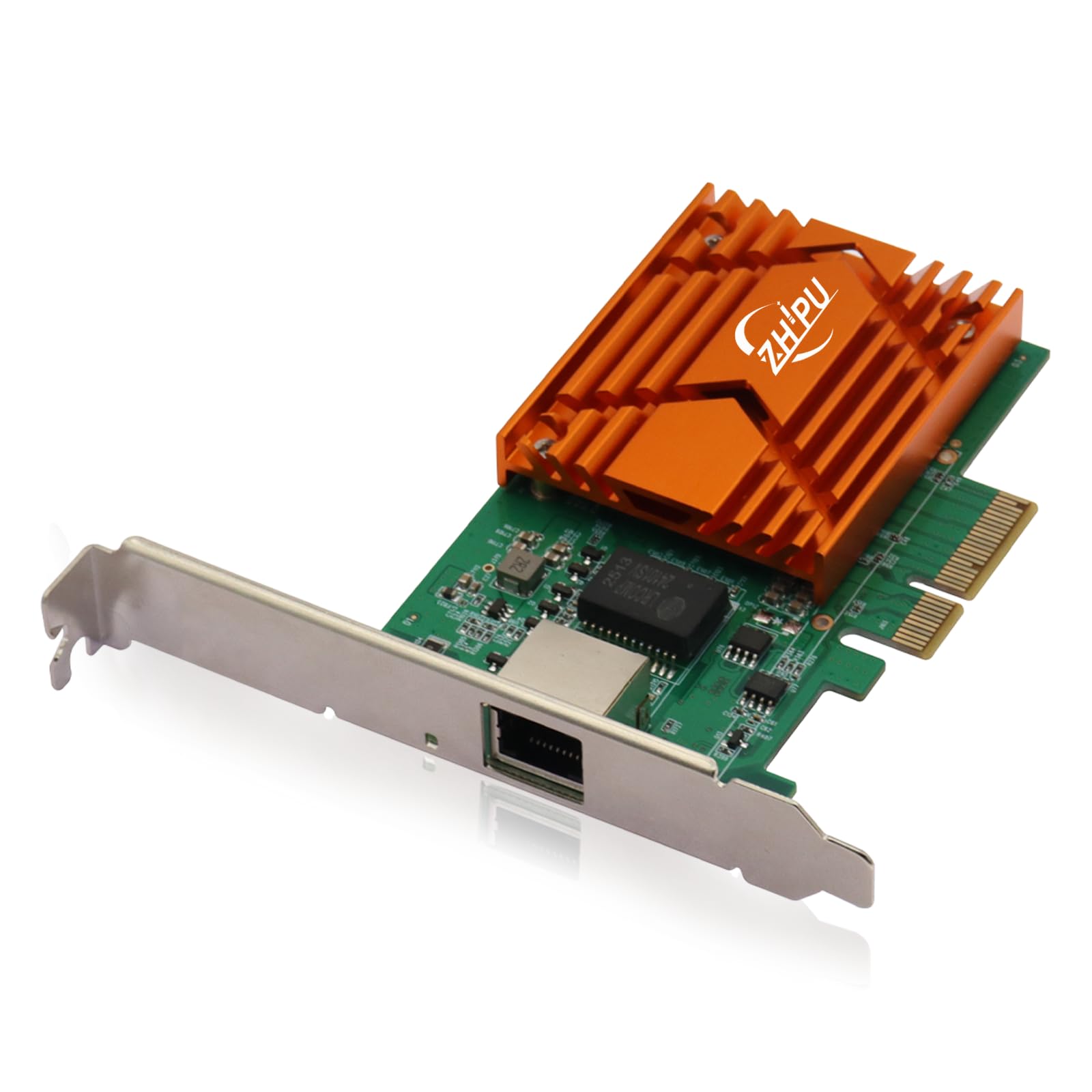 Adattatore di rete Ethernet PCIex4 10G RJ45, scheda di rete NIC RJ45 a porta singola, velocità dati 10/100/1000M/2,5G/5G/10Gbps, supporta Windows Server/Windows/Linux/Ubuntu, marrone