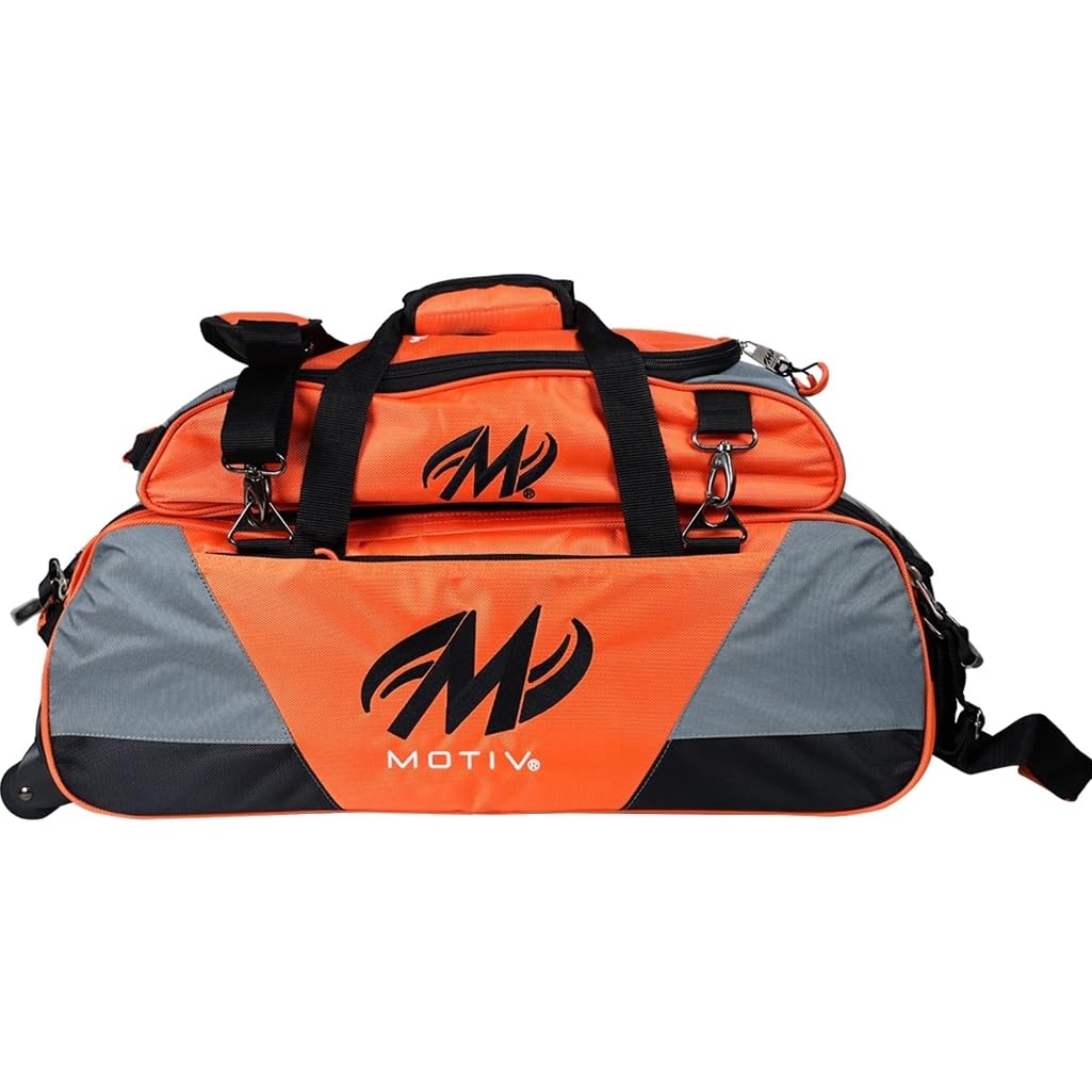 Bowlerstore Products Motiv Ballistix Triple Tote Bowling Bag with Shoe Bag - Tangerine