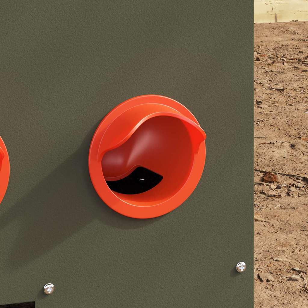 Hühnerfütterer 2 Stück Olive Grün mit 25 kg Kapazität wetterfest langlebig für Innen- und Außenbereich, Futter- und Wasserstation, automatische Dosierung, Robustes Stahldesign