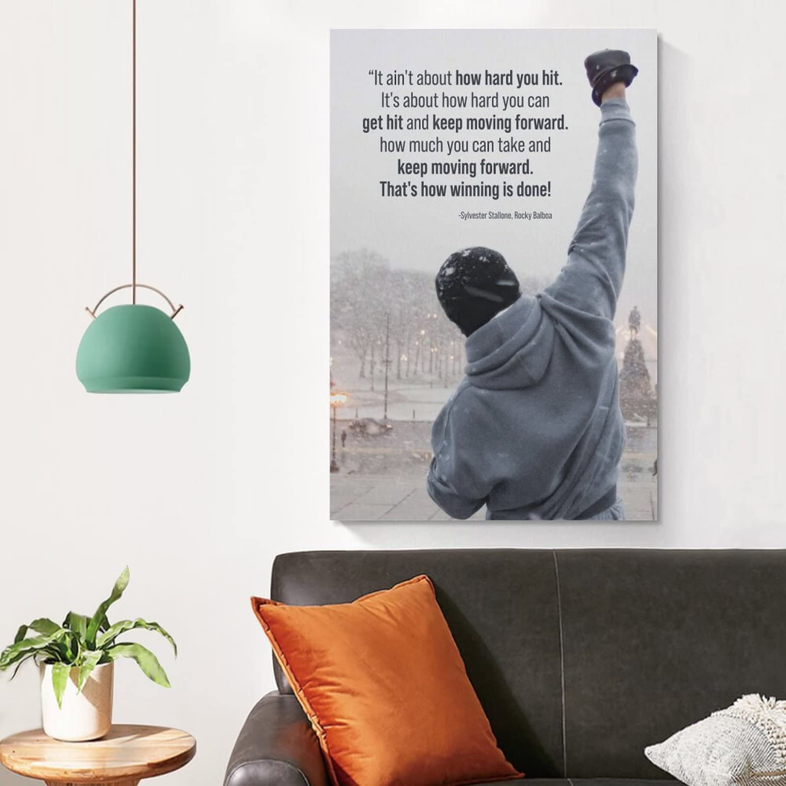 Toile Tendue Avec Citations Rocky Balboa - Impression Art Mural, Fait Main, Plusieurs Tailles
