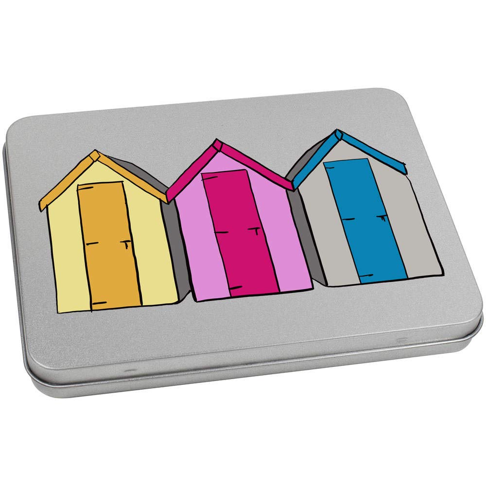 Azeeda 170mm 'Beach Huts' Metal Hinged Tin/Storage Box (TT00118007)