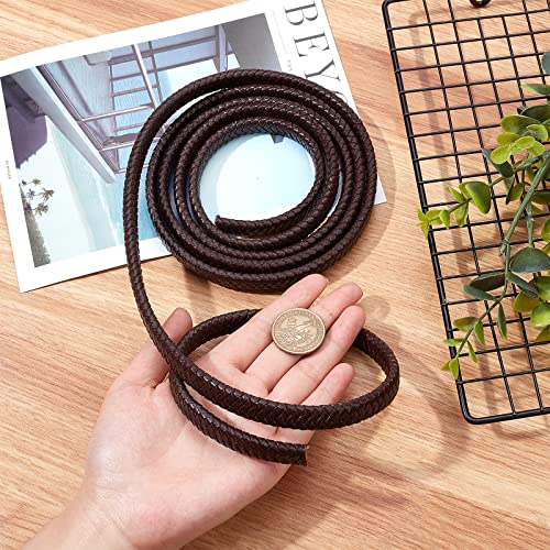 GORGECRAFT 2 Yards 12mm Fold Flat Braided Genuine Leather Strap Cord Leather String Lace Strips Braiding String Roll for Jewelry Making DIY Craft Braided Bracelets Belts Keychains(Coconut Brown) - Image 3