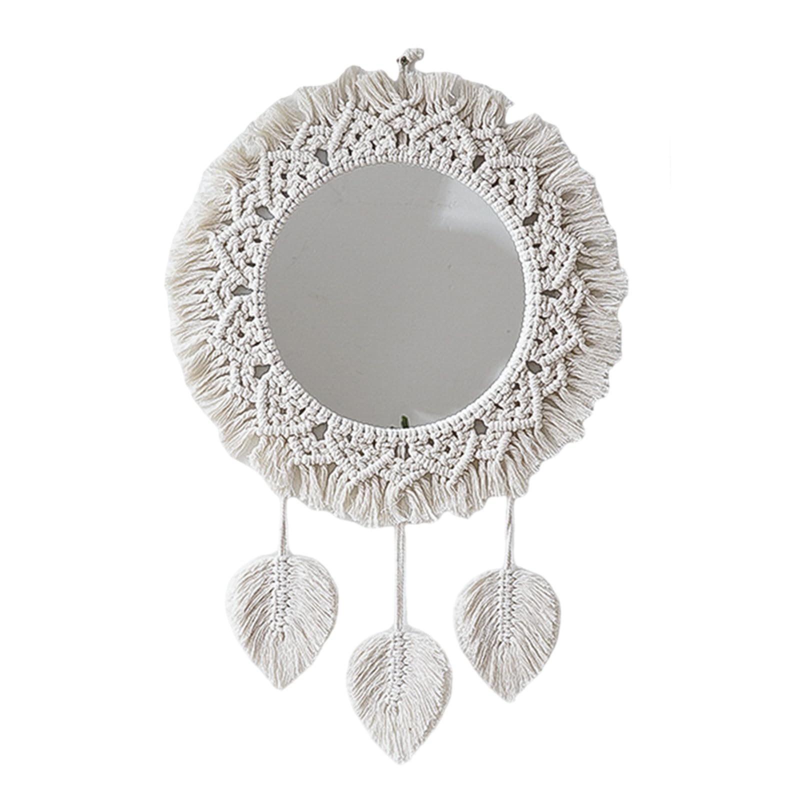 Elnwnnkc Mirrorr Decorative Large Macrames Round Mirrorr Living Room Bohemians Tapestry Wall Hanging for Home Decorations Round Decorative