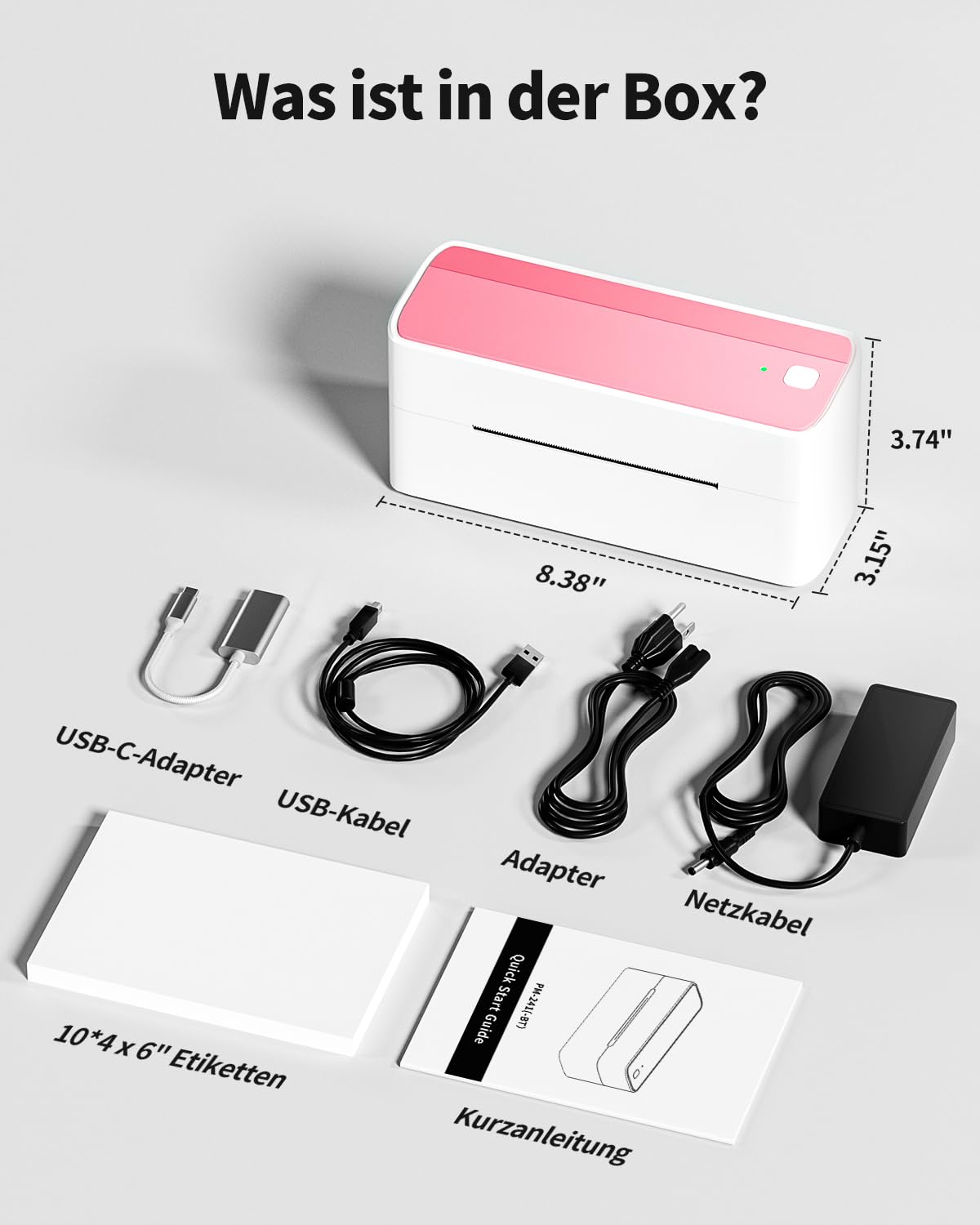 Phomemo DHL Etikettendrucker 4x6, Bluetooth Thermodrucker, Versandetiketten Drucker Label Printer, Kompatibel mit Amazon, Etsy, Shopify, DHL, UPS, FedEx, Royal Mail, USB & Bluetooth Verbindung - Rosa