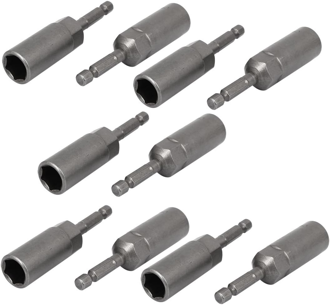 83mm Length 7mm Hex drill hole 13mm Hexagonal Deep Socket Nut Driver Bit Gray 10pcs (89e4b2ece20fc4cdd65820c815b704a1)