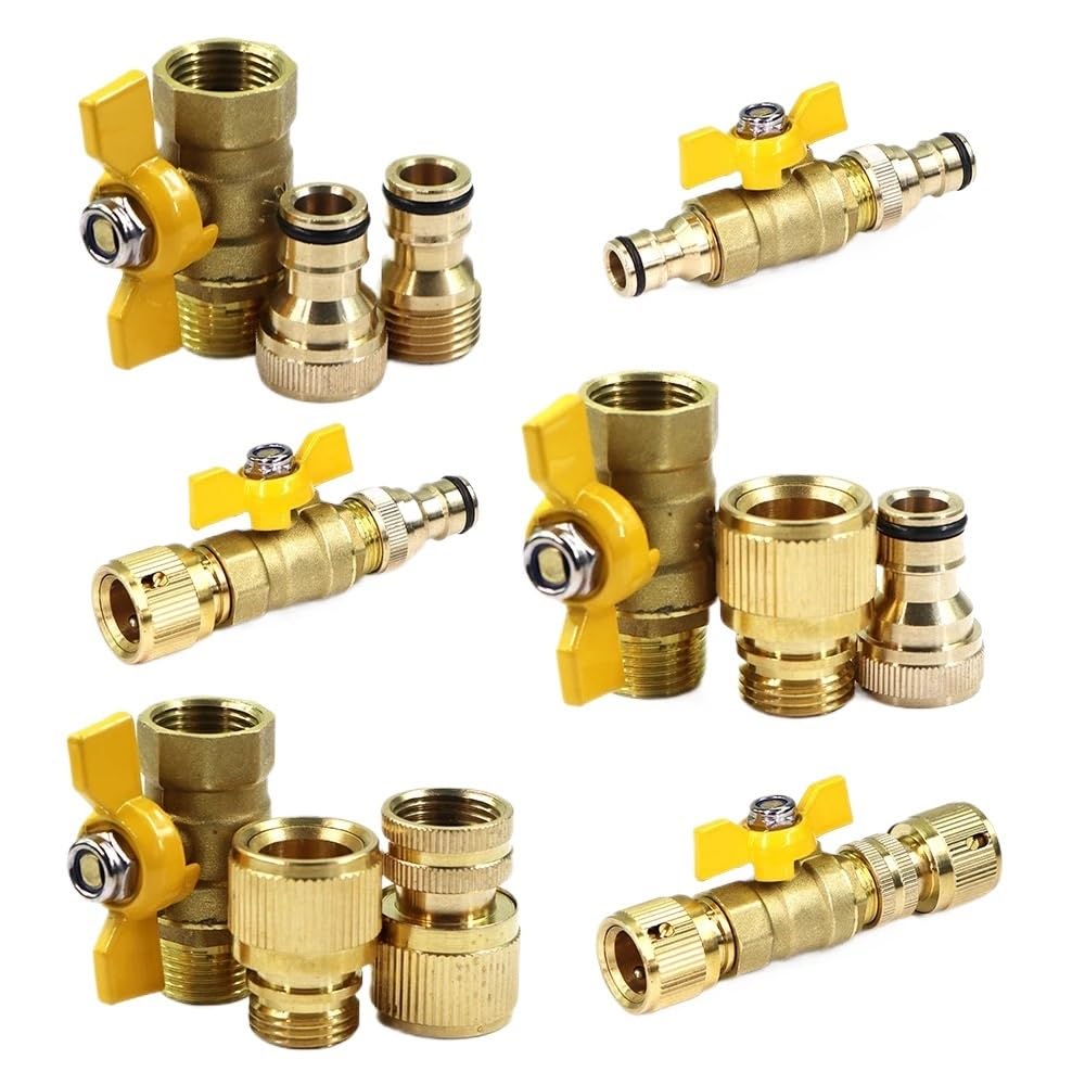Generico 16mm 1/2 "Giardino in Ottone Valvola a Sfera Tubo Adattatore Tubo di Irrigazione Irrigazione Raccordo Connettore Rapido Giunti di Accoppiamento Collegare Riparazione(Female Female)
