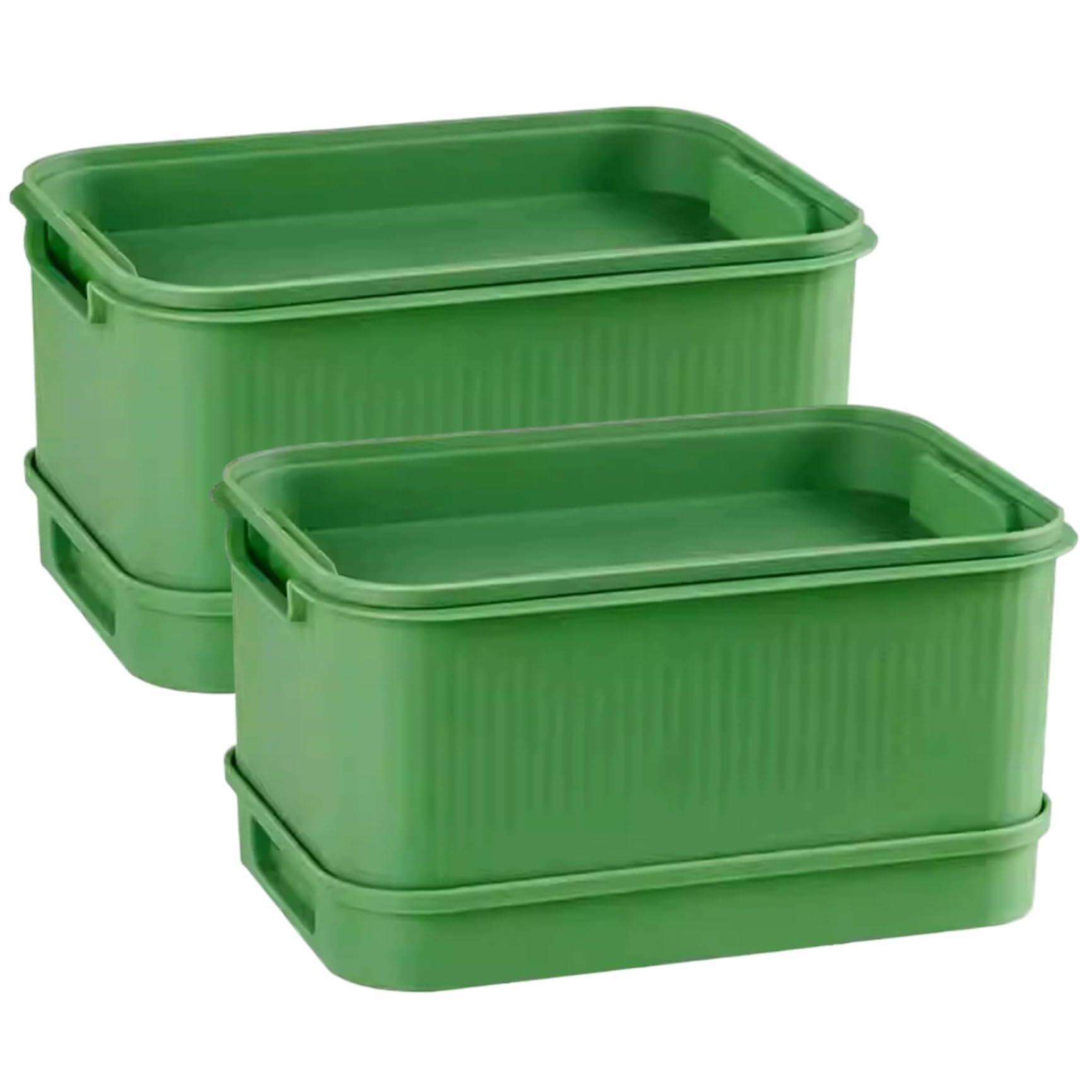 Takingup Green Sprouting Tray, 2-Pack Stackable Seed Sprouting Tray For Soilless, Food-Grade Microgreens Growing Kit For Indoor Herb & Salad Garden - Micro