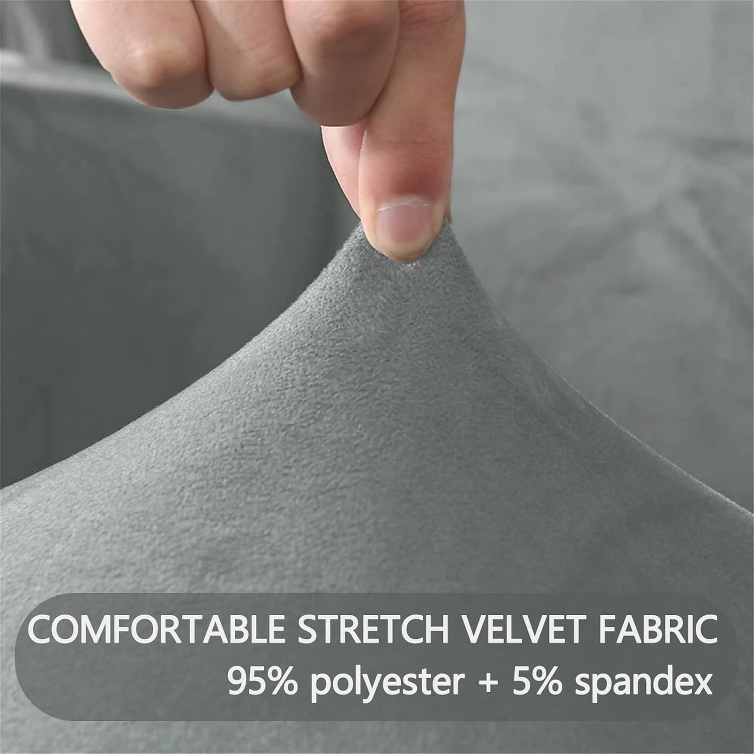5-Piece Stretch Velvet Sofa Cover, 2 Seater Sofa Slipcover with 2 Separate Seat Cushion Covers and Backrest Cover, Couch Furniture Protector for Chair/Loveseat (Light Grey)