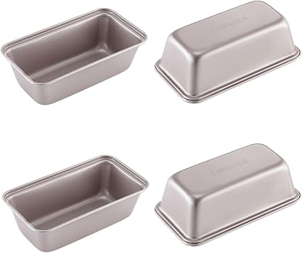 CHEFMADE Non-Stick Carbon Steel Mini Loaf Pans for Baking Bread, Small Loaf Pans for Baking, 6 Inch Rectangular Mini Meatloaf Pan Cake Pans Bakeware for Oven Homemade Bread, Set of 4